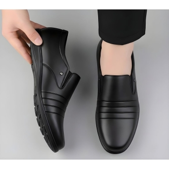 WUGO black slip-on formal shoes for men