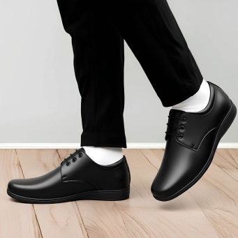 WUGO black derby formal shoes for men