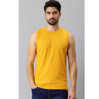 Men&rsquo;s green sleeveless cotton vest t shirt for daily wear