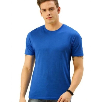 blue lycra t-shirt for men round neck regular fit stretchable fabric
