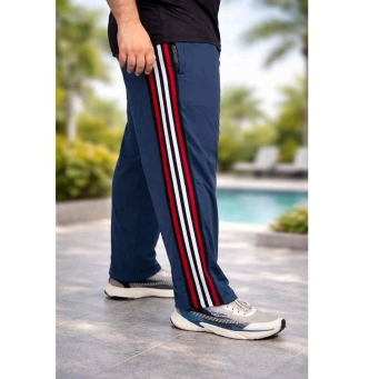 ADAAISTIC men blue track pants solid and striped sportswear