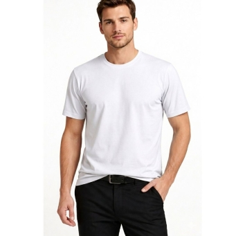 BDS white polyester sports t-shirt for men gym and workout wear