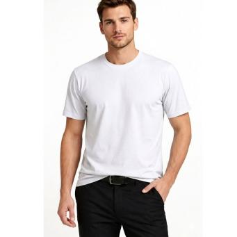 BDS white polyester sports t-shirt for men gym and workout wear
