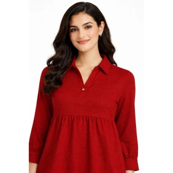BDS maroon casual self design top for women stylish outfit
