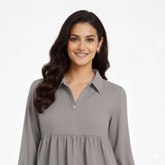 BDS grey casual self design top for women stylish outfit