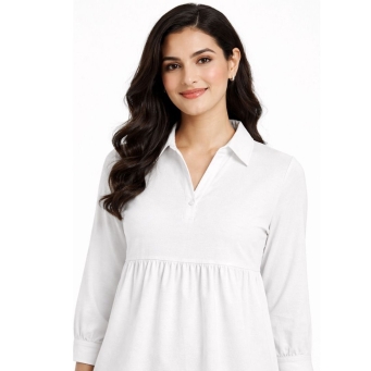 BDS white casual self design top for women stylish outfit