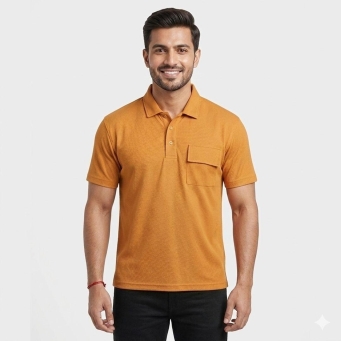 Yellow polo neck T-shirt for men