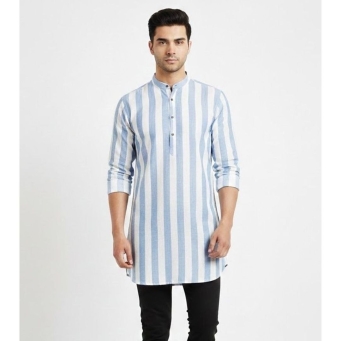 Men's blue solid kurta