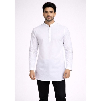 Men's white solid kurta