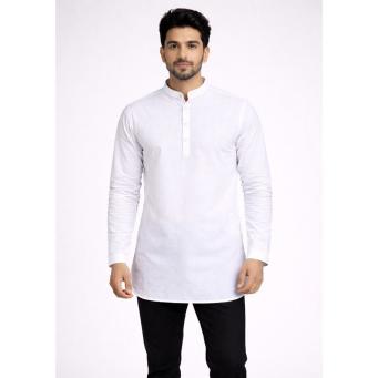 Men's white solid kurta