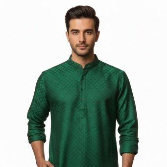 Men's green self design kurta
