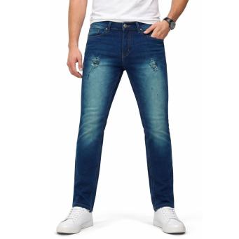 Men's blue skinny fit denim jeans front view