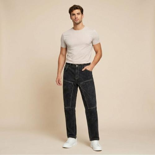 Midnight Edge Black Straight Fit Jeans for Men