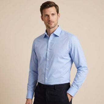 blue solid formal shirt front profile