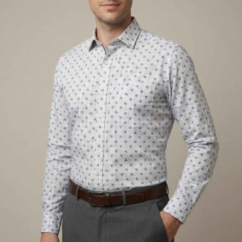 Mens multicolor geometric print casual checkered shirt