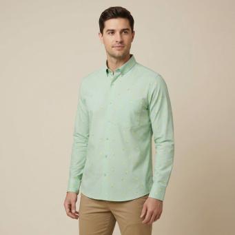 light green geometric print casual shirt