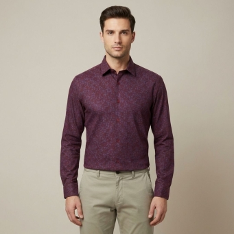 maroon solid formal shirt front view