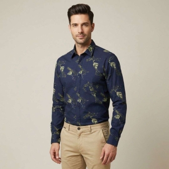 Men's navy blue floral shirt