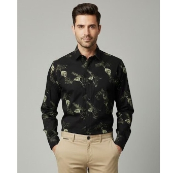 Men's black floral print shirt