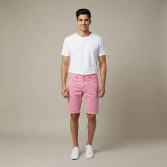 Men's Pink Denim Shorts