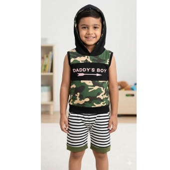 Kids Camo Hooded Set Front