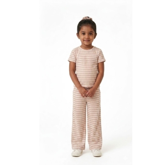 Beige Cotton T-Shirt Pant Set
