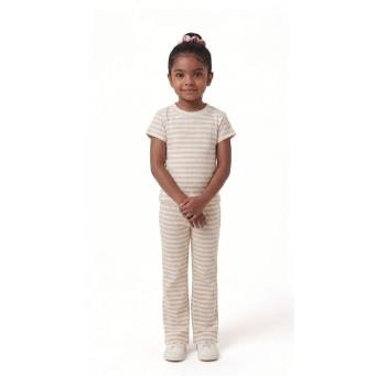 Girls striped ribbed cotton t shirt with matching flare pants set