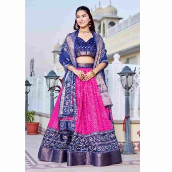 Pink Lichi Silk Lehenga Choli