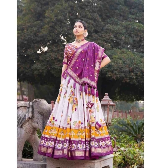Purple Tusser Silk Lehenga Choli