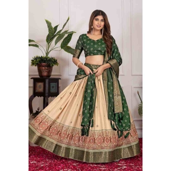 Green ready to wear lehenga with dupatta