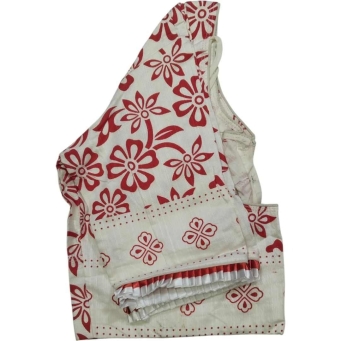 round neck women blouse red white color