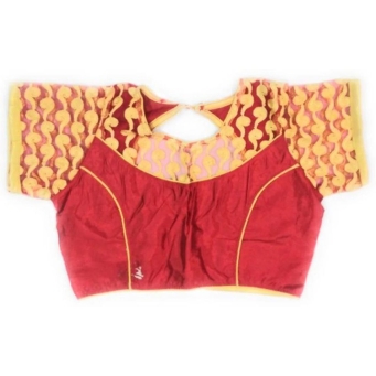 Red round neck blouse front