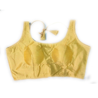 Gold U-neck blouse front