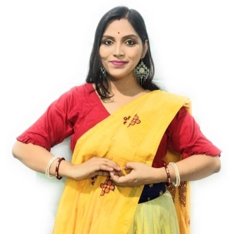 Women's classic round neck blouse front view