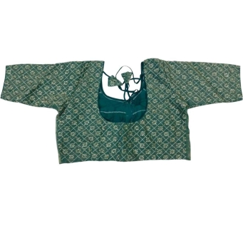 Women's dark green round neck blouse front view