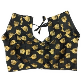 Black printed Shilpanjali sweetheart neck blouse for women front view