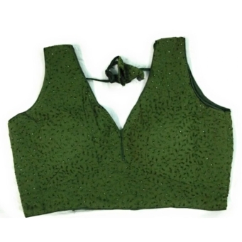 Green Shilpanjali V neck blouse for women front view