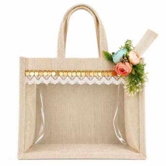 handmade jute bag transparent gift bag eco friendly