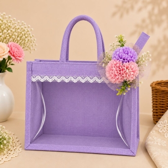 handmade lavender jute bag transparent gift bag