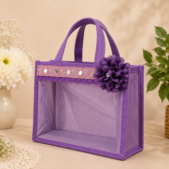 handmade lavender jute handbag eco friendly