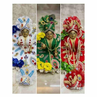 laddu gopal poshak with zari work flower border and mukut