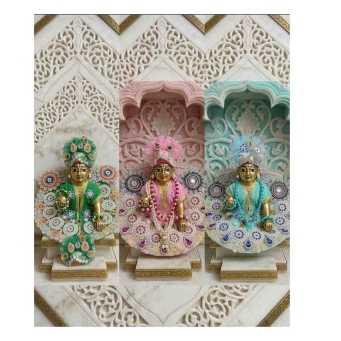 laddu gopal heavy zardozi poshak dress multicolor combo set size 4 with pagdi mala