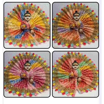 multicolour ladoo gopal poshak heavy floral lace dress