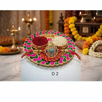 gold kankavati kumkum plate 4x4 inch with lotus motif design for pooja