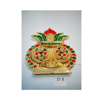 gold kankavati plate 4x4 inch kalash motif kumkum holder