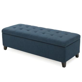 front view orange tufted ottoman bench bedroom office seating