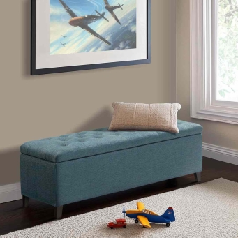 t blue tufted ottoman bench storage sofa by The Furnishery