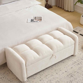 modern grey ottoman bench storage sofa by The Furnishery
