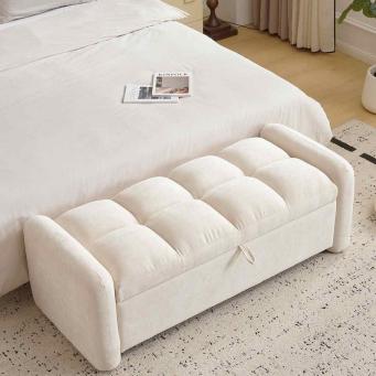 modern grey ottoman bench storage sofa by The Furnishery