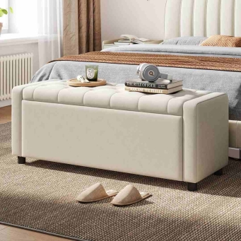 velvet ottoman storage bench sofa by The Furnishery